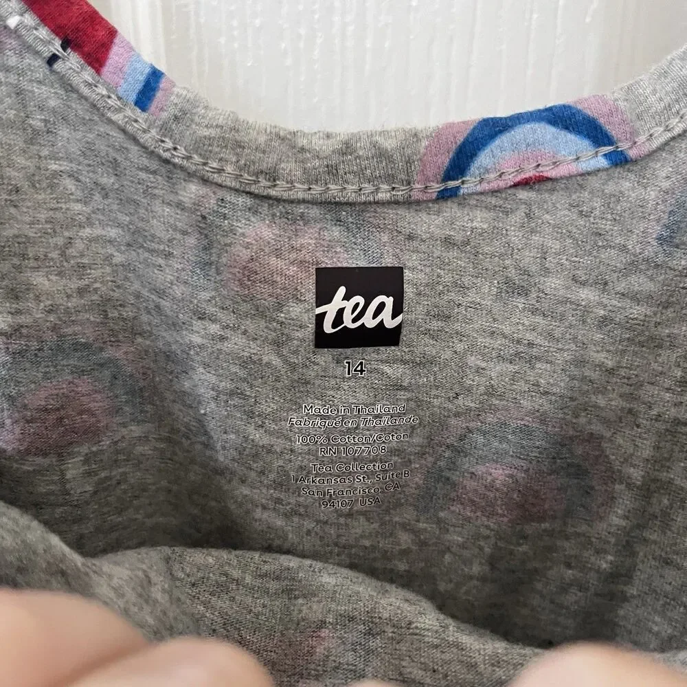 Tea Collection What's the Scoop Rainbow Rain Umbrella Jumpsuit Girl's Size 14